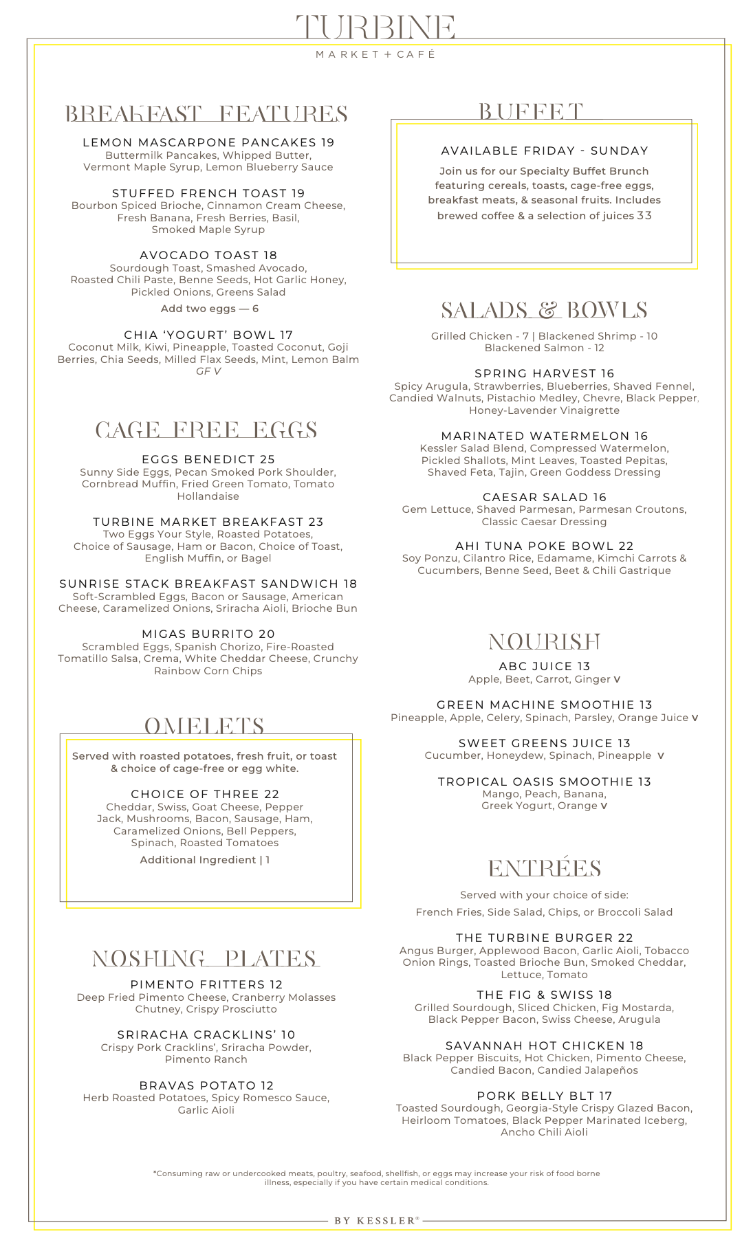 Turbine Market + Cafe All Day menu Summer 2025